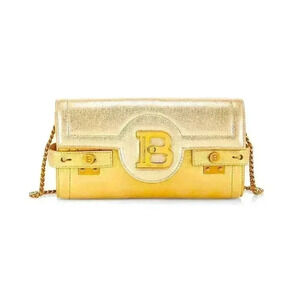 NEW BALMAIN B-Buzz 23 Metallic Leather Shoulder Bag/Clutch Retails For $1,795